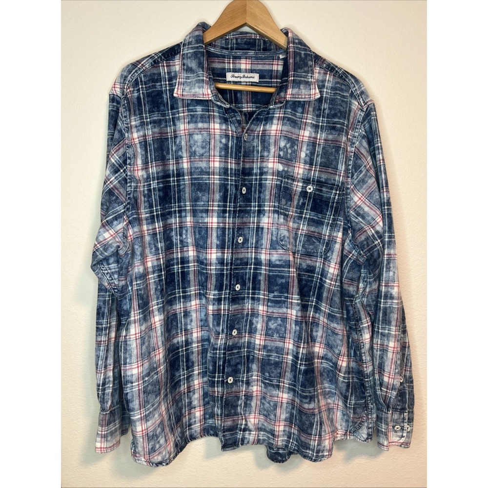 Tommy Bahama Men's Shirt Indigo Beach Plaid XXL 100% Cotton - Picture 3 of 7